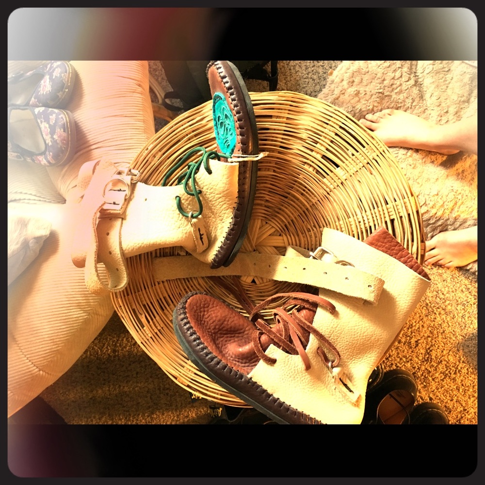 Handmade leather high top moccasins